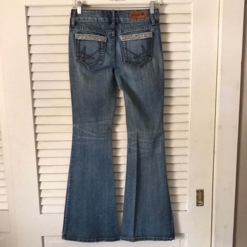 Allen B. Womens Flared Light Wash Jeans - Blue